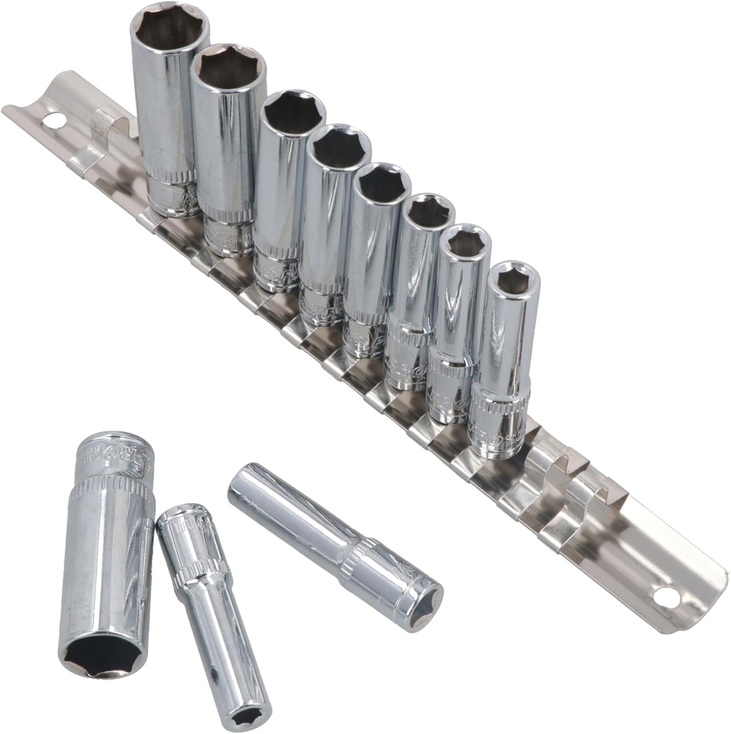 1/4" Drive Metric MM Double Deep Sockets 11pc 4mm - 13mm 6 Sided By Bergen