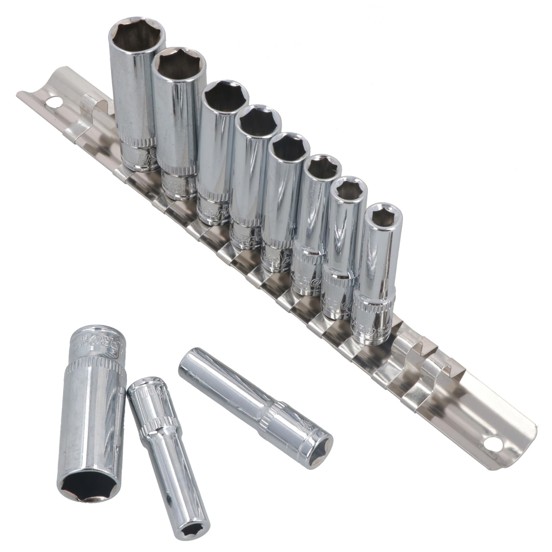 1/4" Drive Metric MM Double Deep Sockets 11pc 4mm - 13mm 6 Sided by Bergen