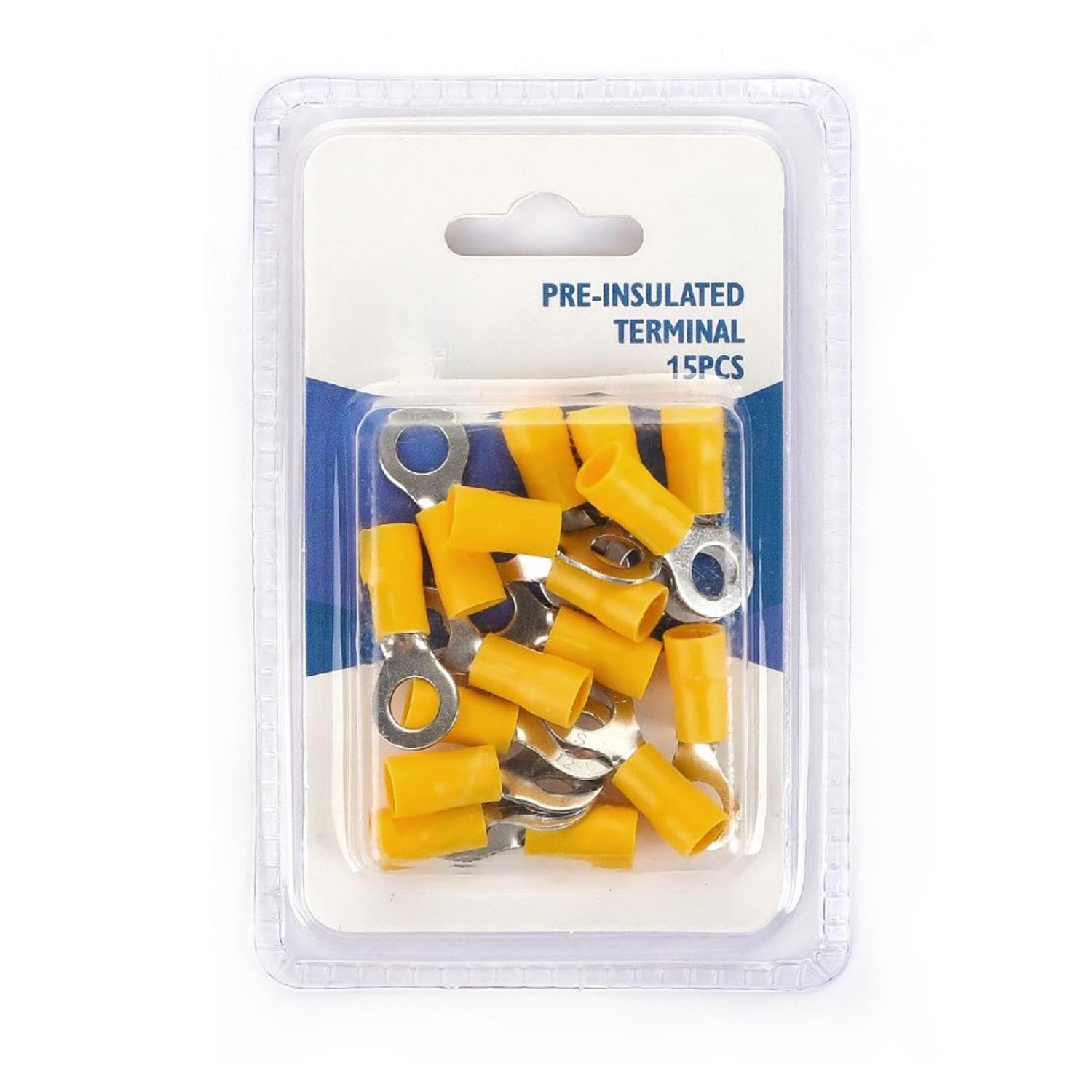Glowster SV1.25-6 Yellow pre-Insulated Terminal, Ideal for Secure Electrical Connections.Presented in a Convenient Blister Pack of 20, Perfect for Your Projects.