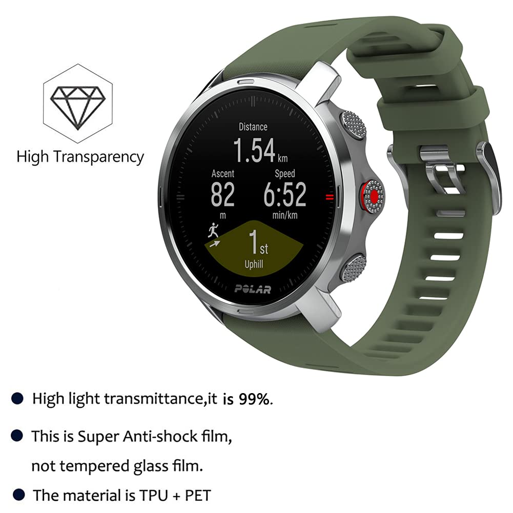 Yoomigle 5 Pack Compatible with Polar Grit X Screen Protector Film for Polar Grit X Smart Watch Screen Protectors Cover Foils Crystal Clear HD Anti-Scratch Anti-Fingerprint - Image 4