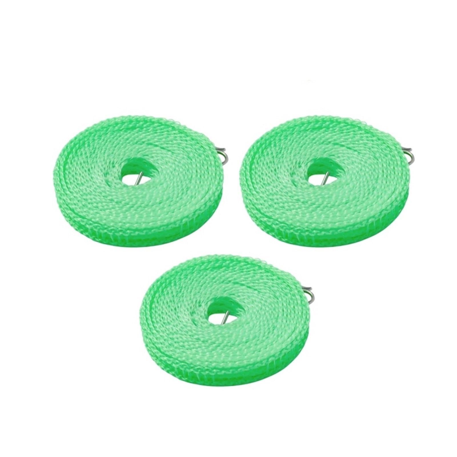 FCfpxwtz Laundry Drying line, Outdoor Clothesline Nylon Non-Slip Laundry Line Windproof Travel Multicolor(36115-green-5m-3pcs)