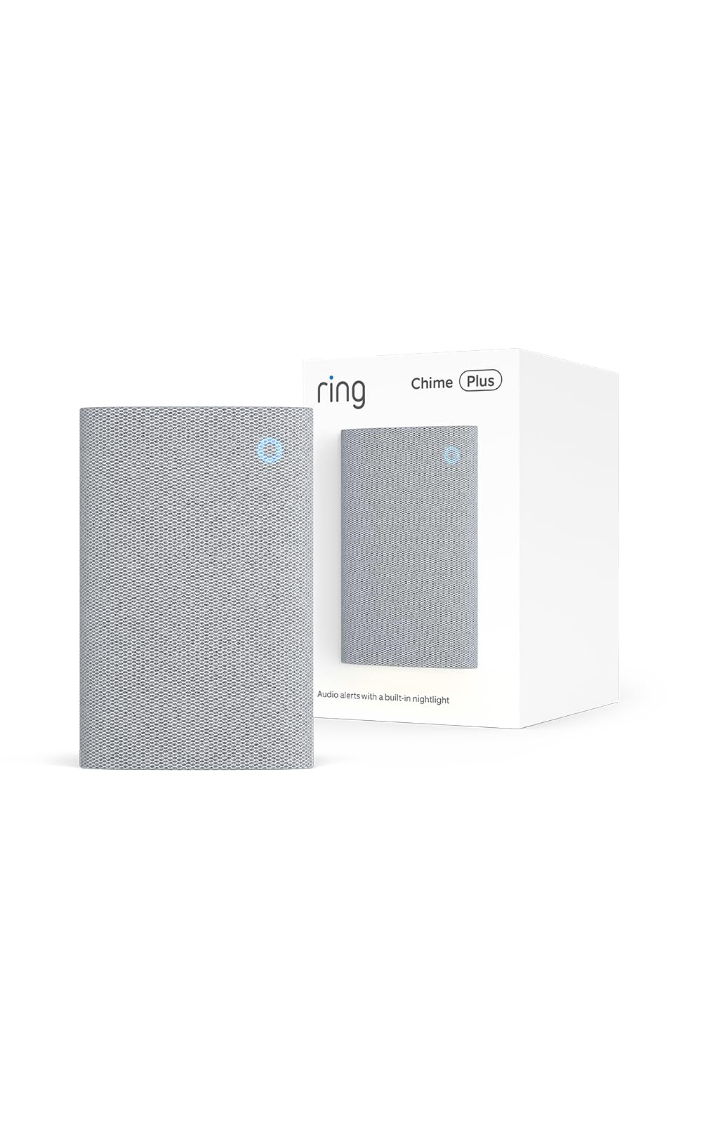 Amplificador de timbre Ring Plus (último modelo): alertas de audio claras para ciertos dispositivos Ring, luz nocturna integrada, tonos personalizables, configuración fácil con enchufe (blanco)