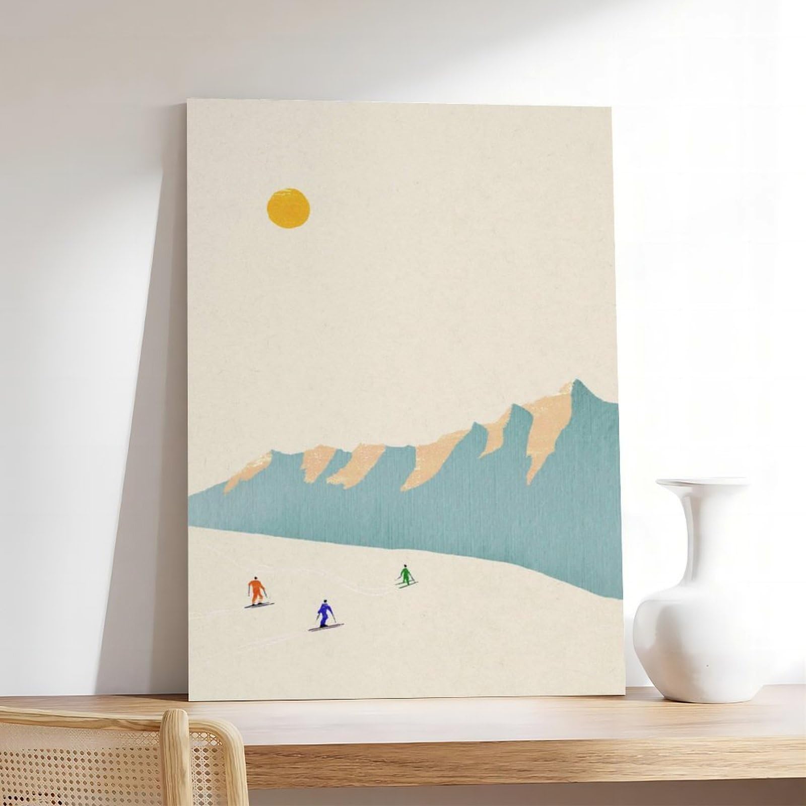 Mountain Skiers - Località sciistica piste da sci su tela poster decorazione camera da letto paesaggio ufficio camera da letto decorazione regalo 61 cm L x 91,4 cm W