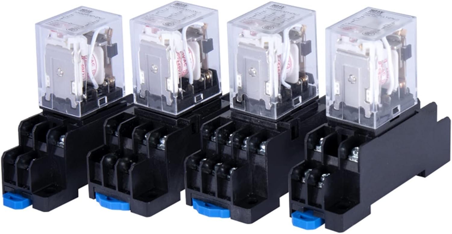 220/240V AC 10A 8PIN Coil Power Relay LY2NJ HH62P HHC68A-2Z with Socket Base 8Pin Miniature(OneColor)