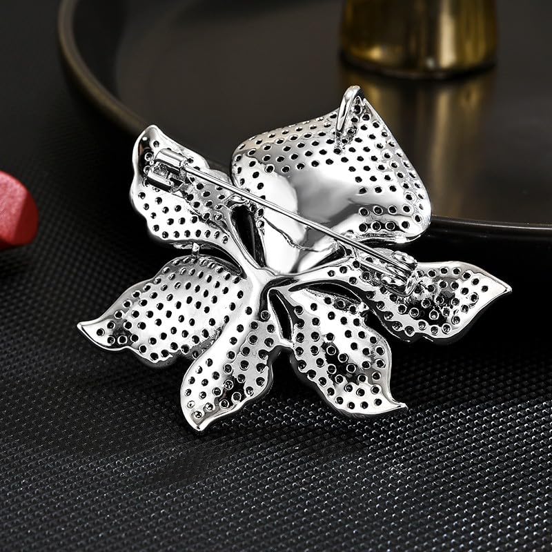 Image of Flower Brooch Pin - Rhinestone Flower Pin 18k Gold Plated - Thanksgiving Day, Birthday, Wedding Gifts for Mom, Wife
