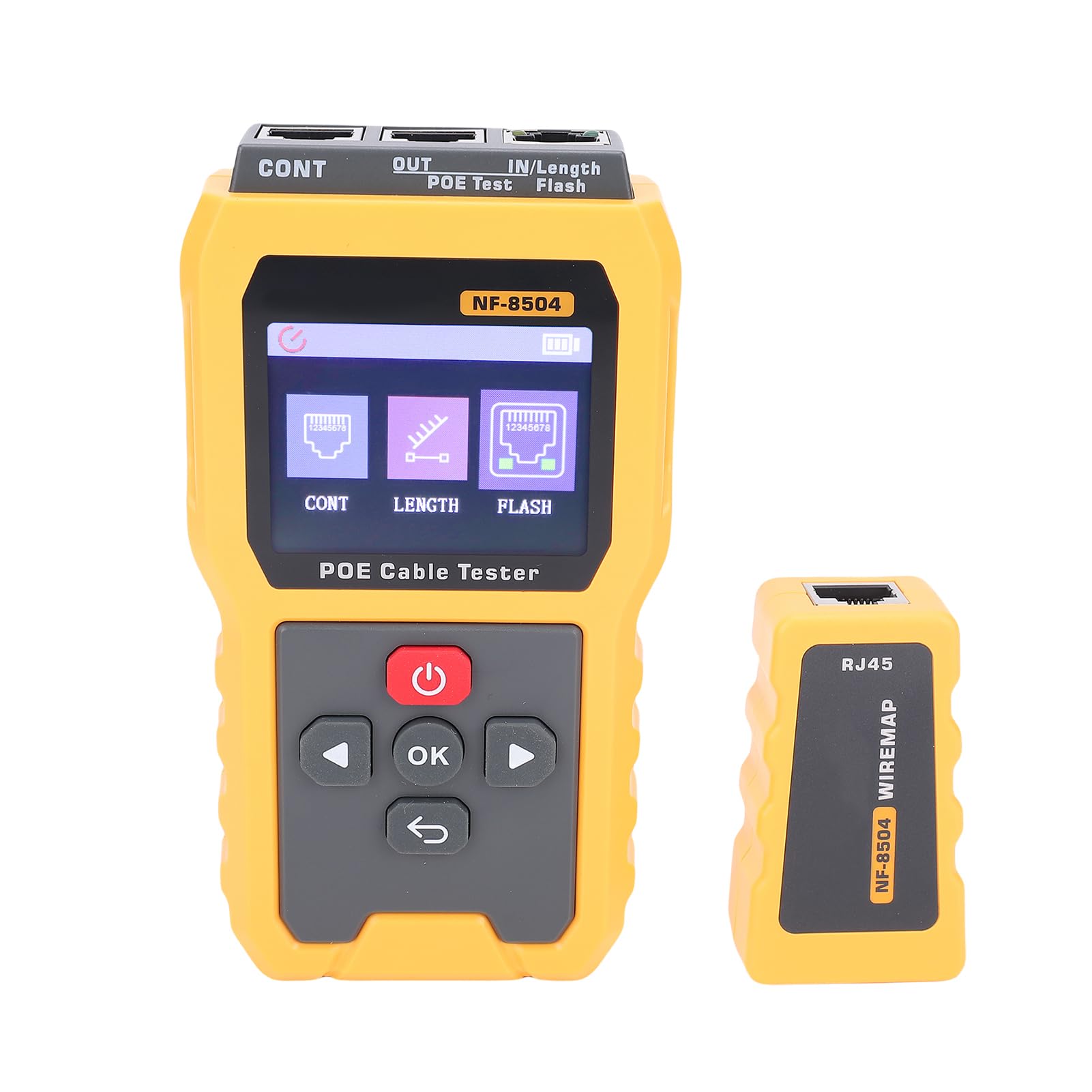 Hyuduo Tester per Cavi PoE, Materiale ABS, Schermo da 2,4 Pollici, Misurazione della Lunghezza del Cavo e Test di Carico di Potenza per Cavi CAT5 CAT6, Ideale per Tecnici e Professionisti di Rete