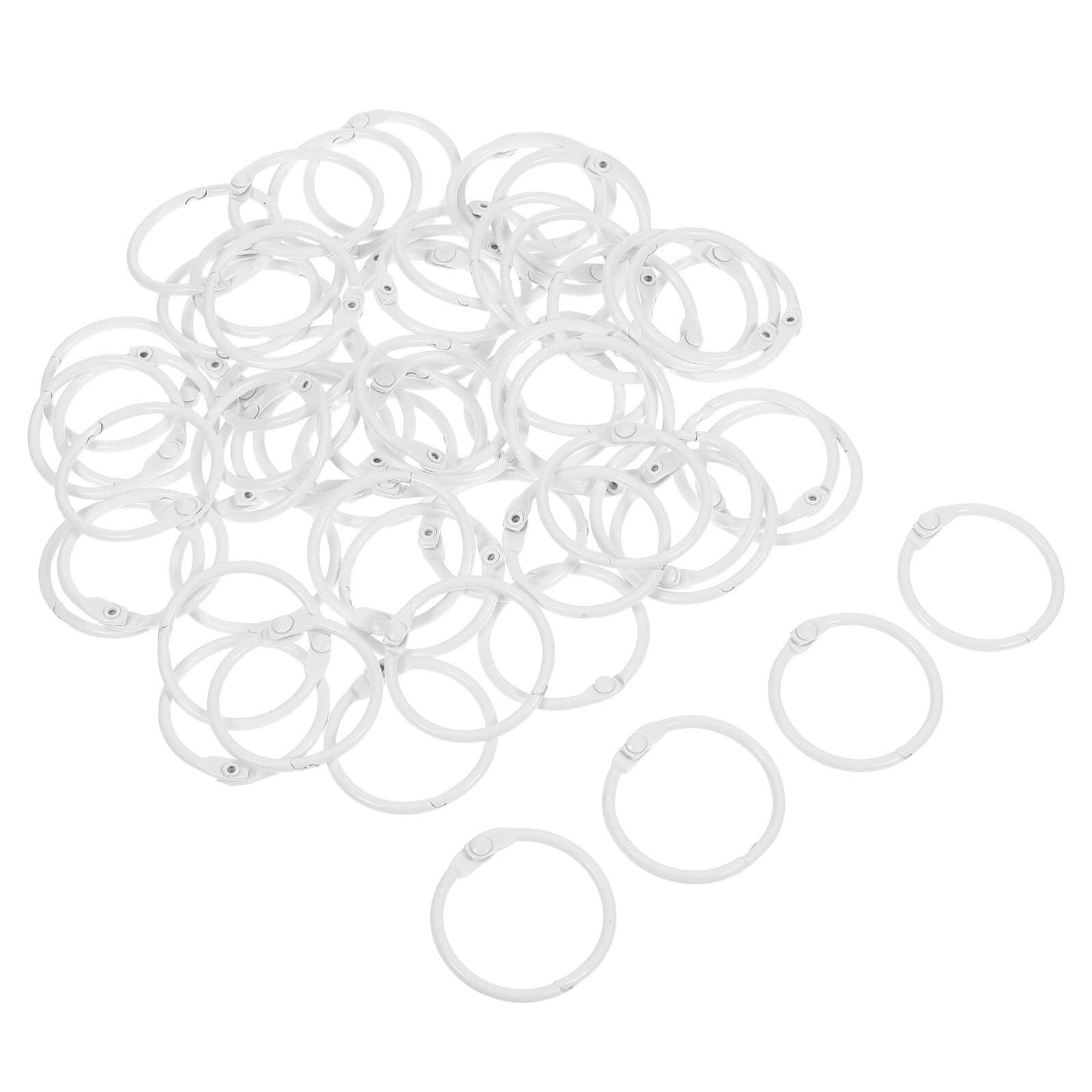 TEHAUX 80pcs Metal Loose Leaf Binder Rings 25mm White Mini Binder Clips for Index Cards Keychains DIY Book Rings Office School Fastening Circles