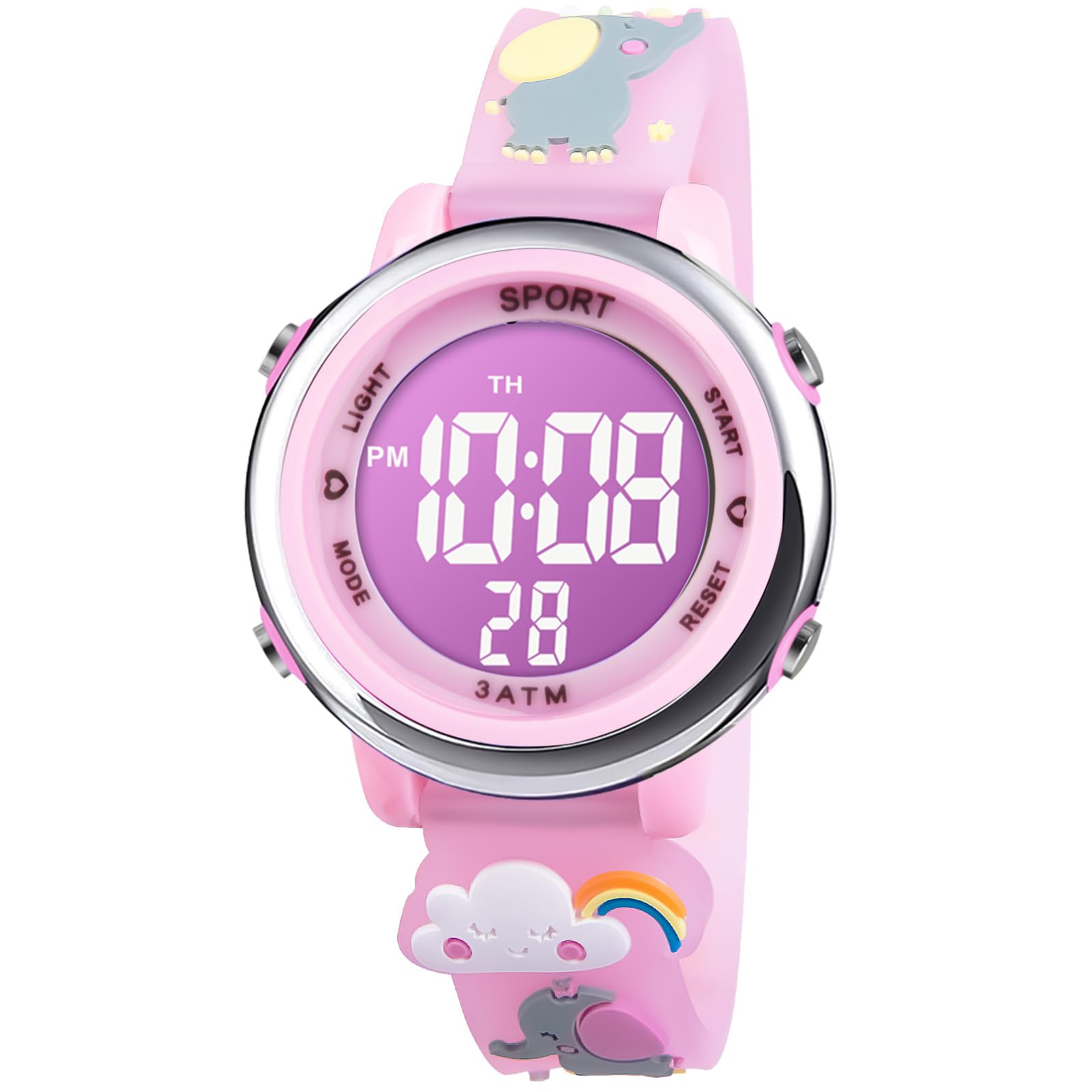 Vicloon Reloj Digital para Niños Niña, Luz Intermitente LED de 7 Colores Reloj de Pulsera Niña Multifunción, Reloj Unicornio Niña, Relojes Niñas Niños Digital para Niños de 3 a 12 años