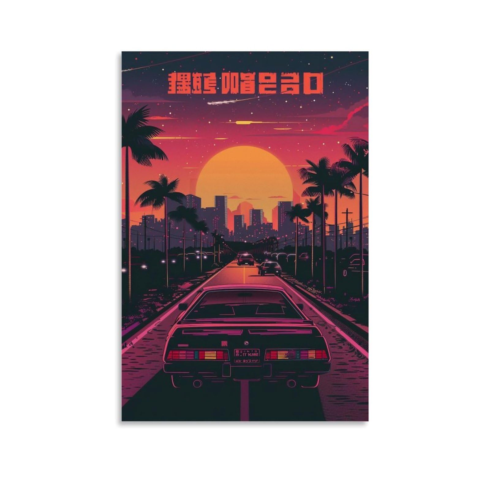 HUERYRYHY Tokyo Night Drive 02 Poster Wall Art Canvas Vintage Aesthetic Painting Decor for Rooms 20x30inch Unframe-style