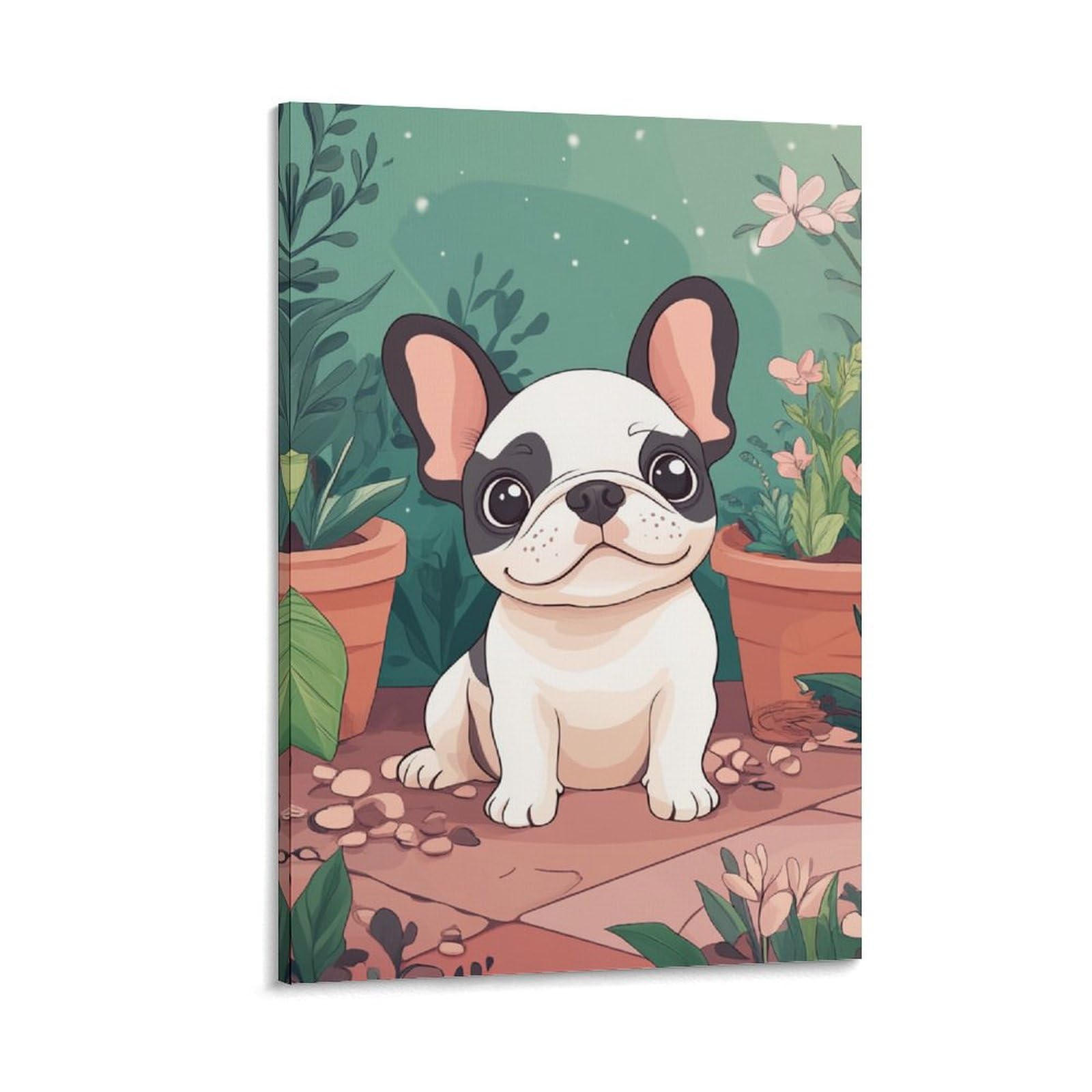 Tableau bouledogue français déco murale sur toile salon 30x45cm - 6