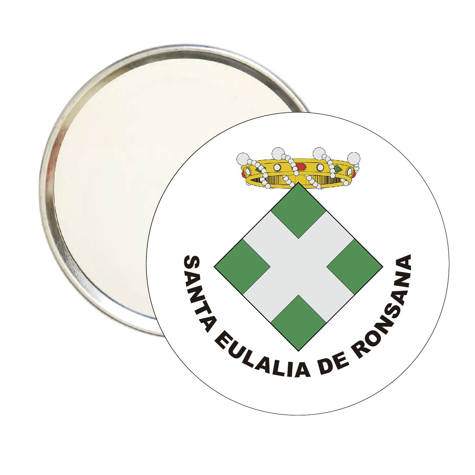 ROUND MIRROR. SANTA EULALIA DE RONSANA BARCELONA HERALDIC SHIELD