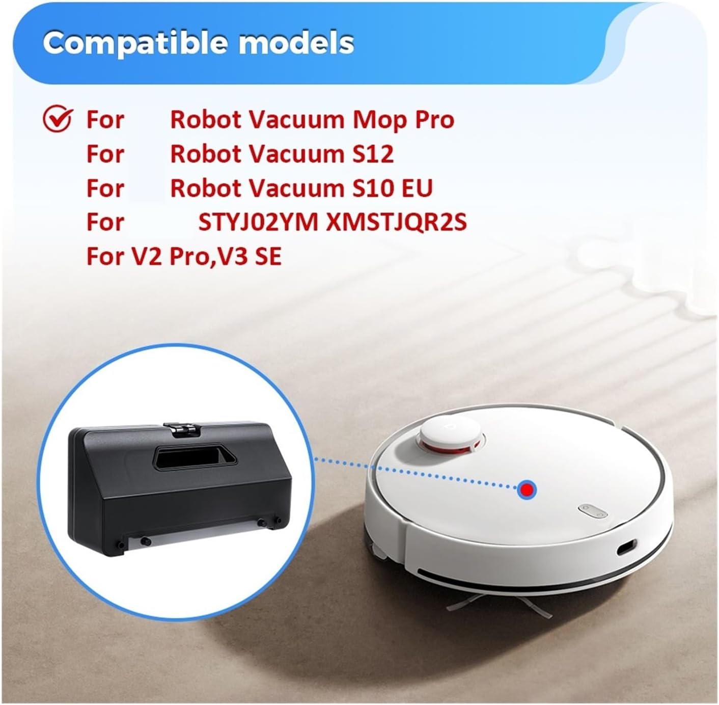 2 In 1 Water Tank Dust Box,Compatible For Mijia Mop Pro/ MVXVC01-JG,Compatible For VIOMI V2/V3 STYTJ02YM/3C，Vacuum Cleaner Parts