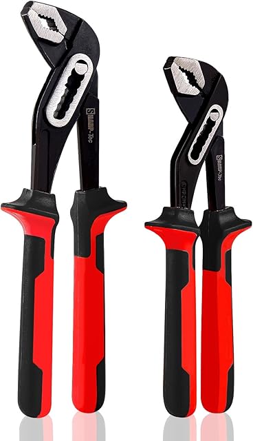 Sharp-tec Water Pump Pliers Set, 2-Piece Tongue-and-Groove Pliers, Quick Adjustable Wrench Plumbing Tools, Slip Joint Plier Set 200mm-8" and 250mm-10" with Non-Slip Handle