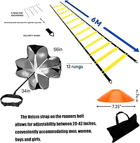 Miniatura 2 de Escalera de agilidad, escalera de agilidad de 20 pies, escalera de velocidad, escalera de entrenamiento, entrenamiento de escalera de fútbol, kit de