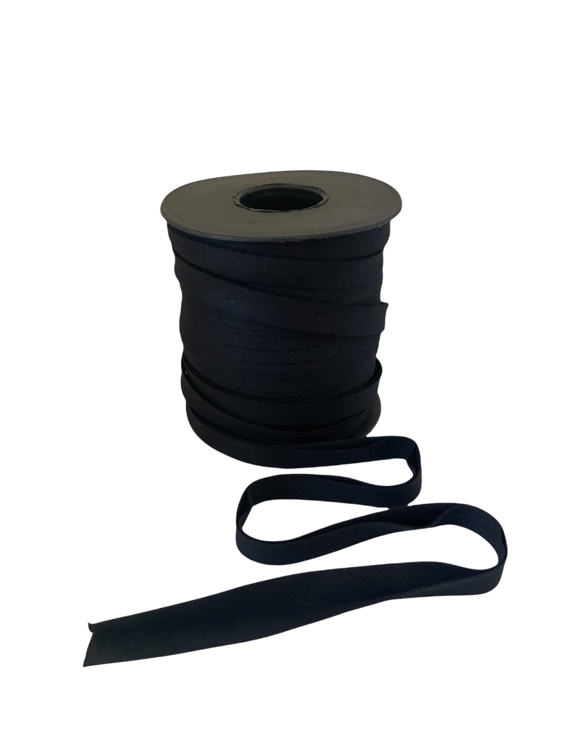 Hobby Trendy%100 Cotton Bias Binding Tape (Double Fold) 10mm-3/8inch (25meters-27.34yards) for Sewing, Seaming, Binding, Hemming, Piping, Quilting (Black)