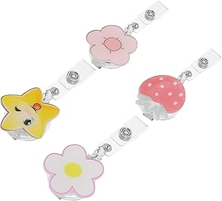 HANABASS 4pcs Retractable Badge Buckles with Chest Card Clips, Rotating Id Tag Holders for Nurses and Employees, Portable Multi-Function Badge Clips for Work and Office Use