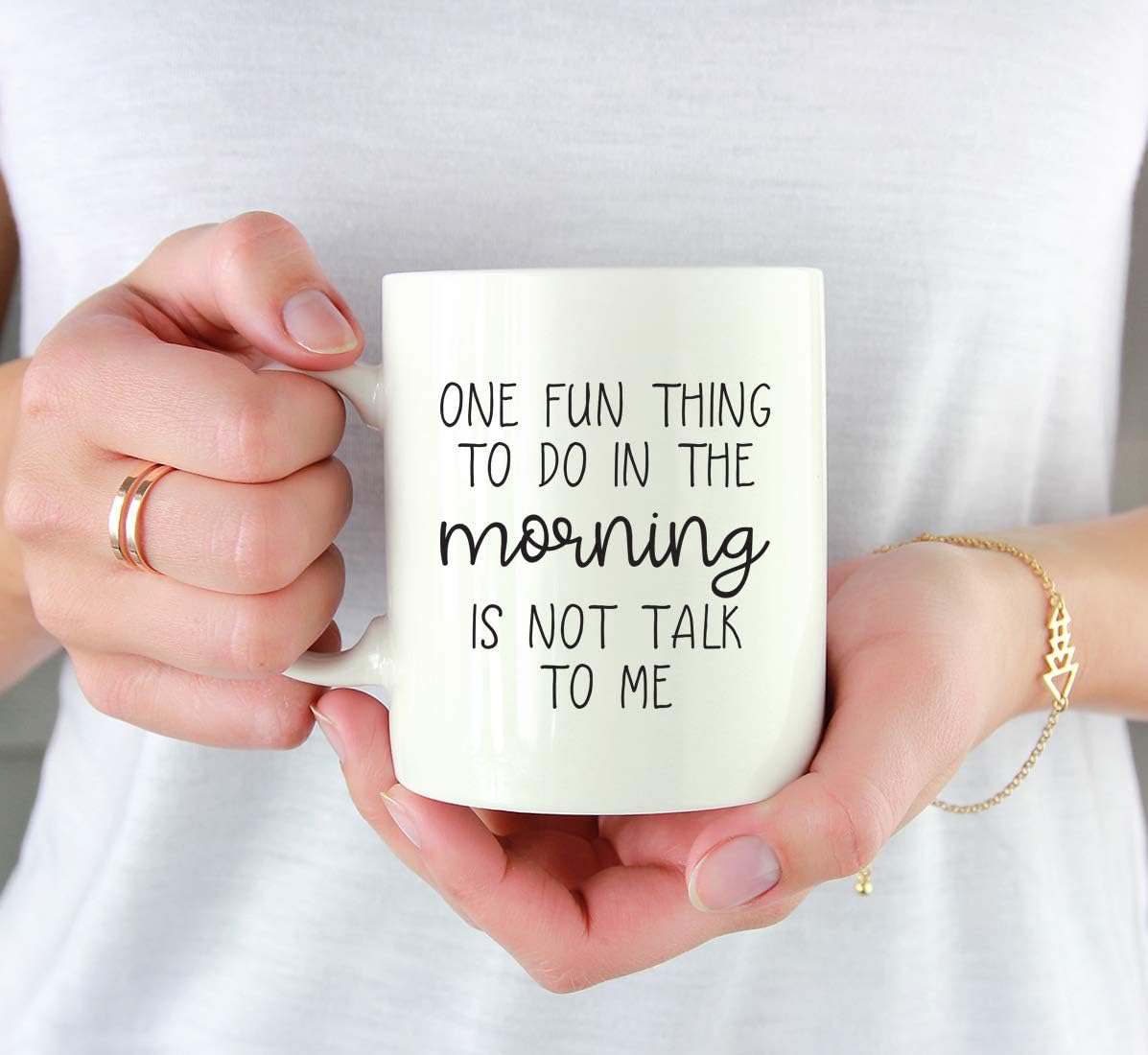 Andaz Press Funny Mother's Day 11oz. Coffee Mug Gift, One Fun Thing To Do in the Morning is Not Talk to Me, 1-Pack, Novelty Birthday Christmas Hot Chocolate Cup for Mom Grandma Step Mother
