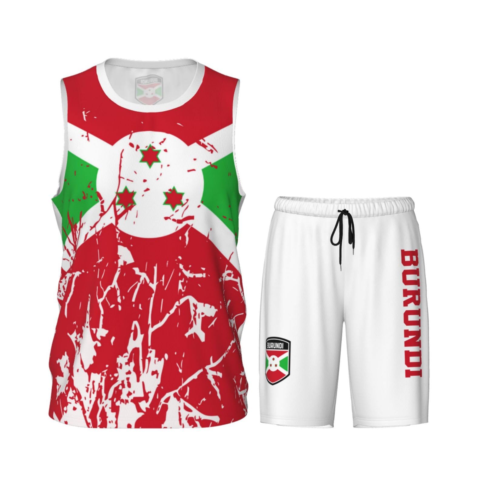 Burundi Flag Grain (3) Basketball Jersey Uniform Suit for Men Adults Training Athletic Set