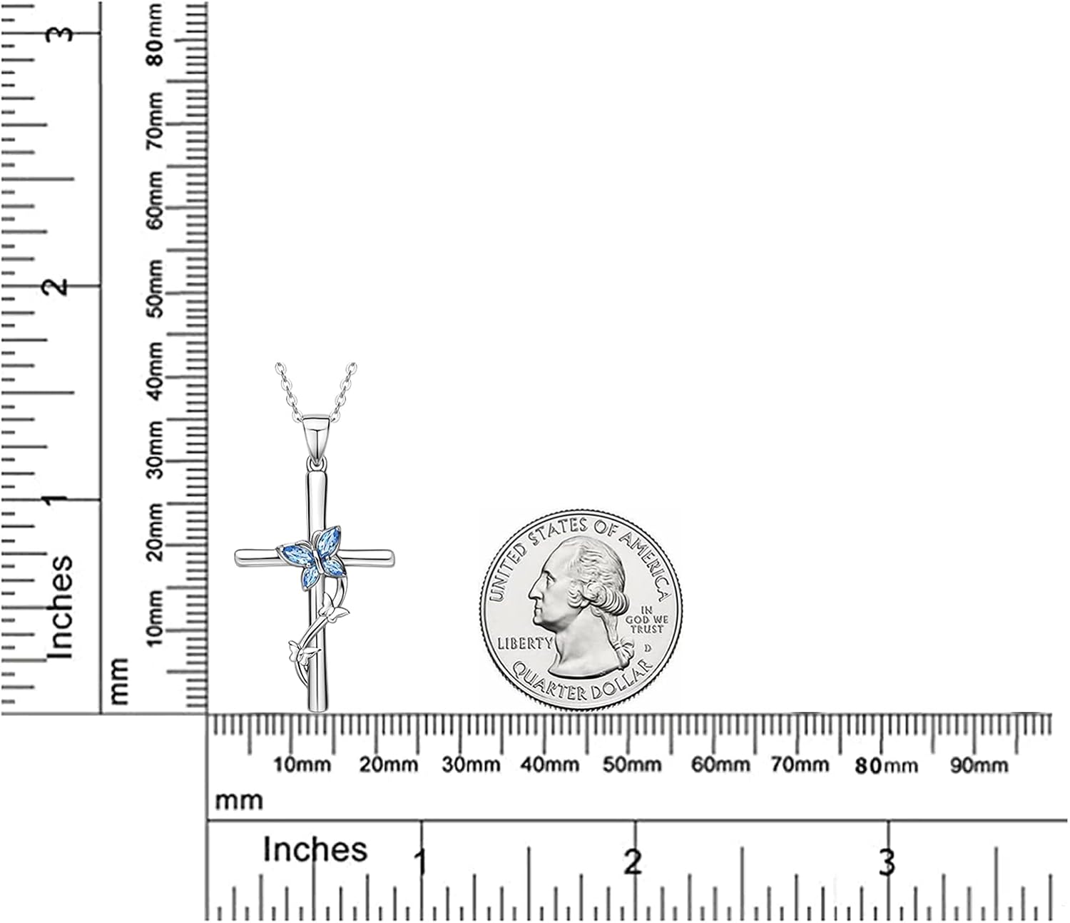 YUNKAI Cross Necklace for Women: Sterling Silver Opal/Blue Cubic Zirconia Pendant Dainty Faith Cross Necklace Jewelry Gifts for Her Mom Wife Birthday Christmas