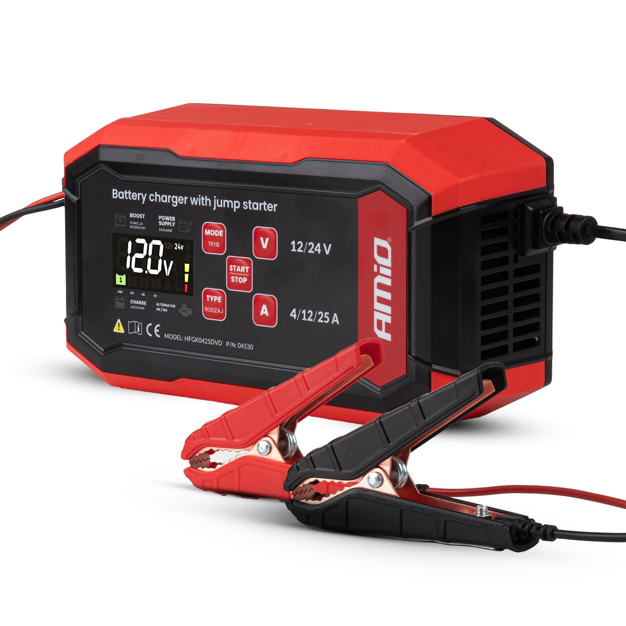 AMiO Cargador de batería de Coche para Coche Camiones Moto 04530