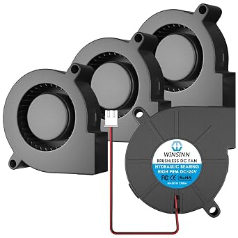 WINSINN 50mm 5015 Blower Fan 24V 7500PRM, 3D Printer 24 Volt Fans Blower Turbine Turbo Hydraulic Bearing, 50mmx15mm Brushless High PRM Cooling Blower Fan 2PIN Pack of 4Pcs