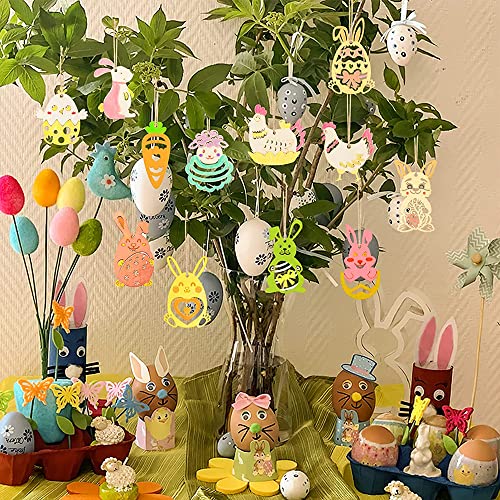 Secalife 20 Pcs Wooden Easter Eggs Wood Easter Tags Unfinished Wooden Easter Ornaments Eggs Bunny Wooden Gift Tags With Strings For Kids Diy Easter Crafts Easter Decoration (Egg 2) #TOP7