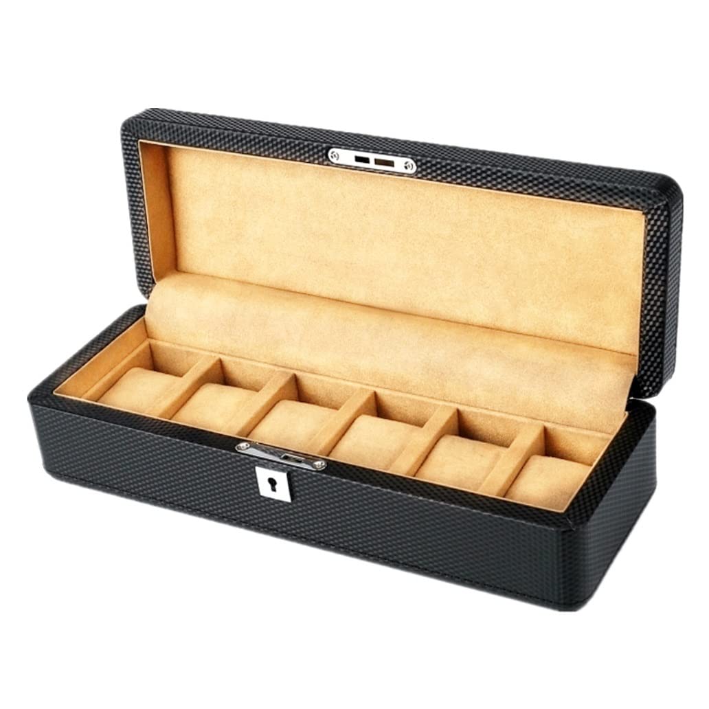 ANVLOJRIH KYUSAR Watch Box Watch Organizer Carbon Fiber Watch Box Storage Case Shell Jewelry Box For Men Women Watch Case Watch Holder (Blue : A)
