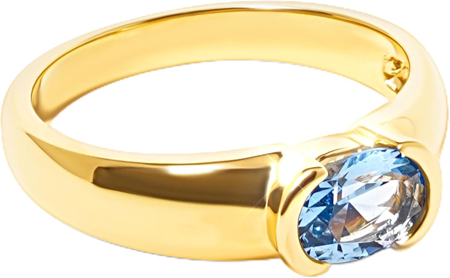 Women’s Ring 18K Gold Vermeil on 925 Sterling Silver with Oval Gemstone and Comfort Fit Band, durable, elegant, and perfect for everyday wear