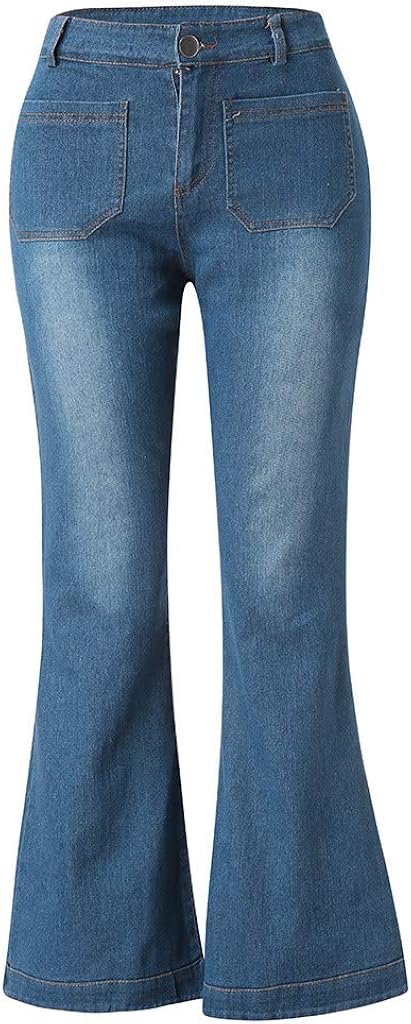 Women Jeans Bootcut with Pocket Casual Trousers Jeans Autumn Elastic Plus Loose Denim Hip Jeans : Clothing, Shoes & Jewelry