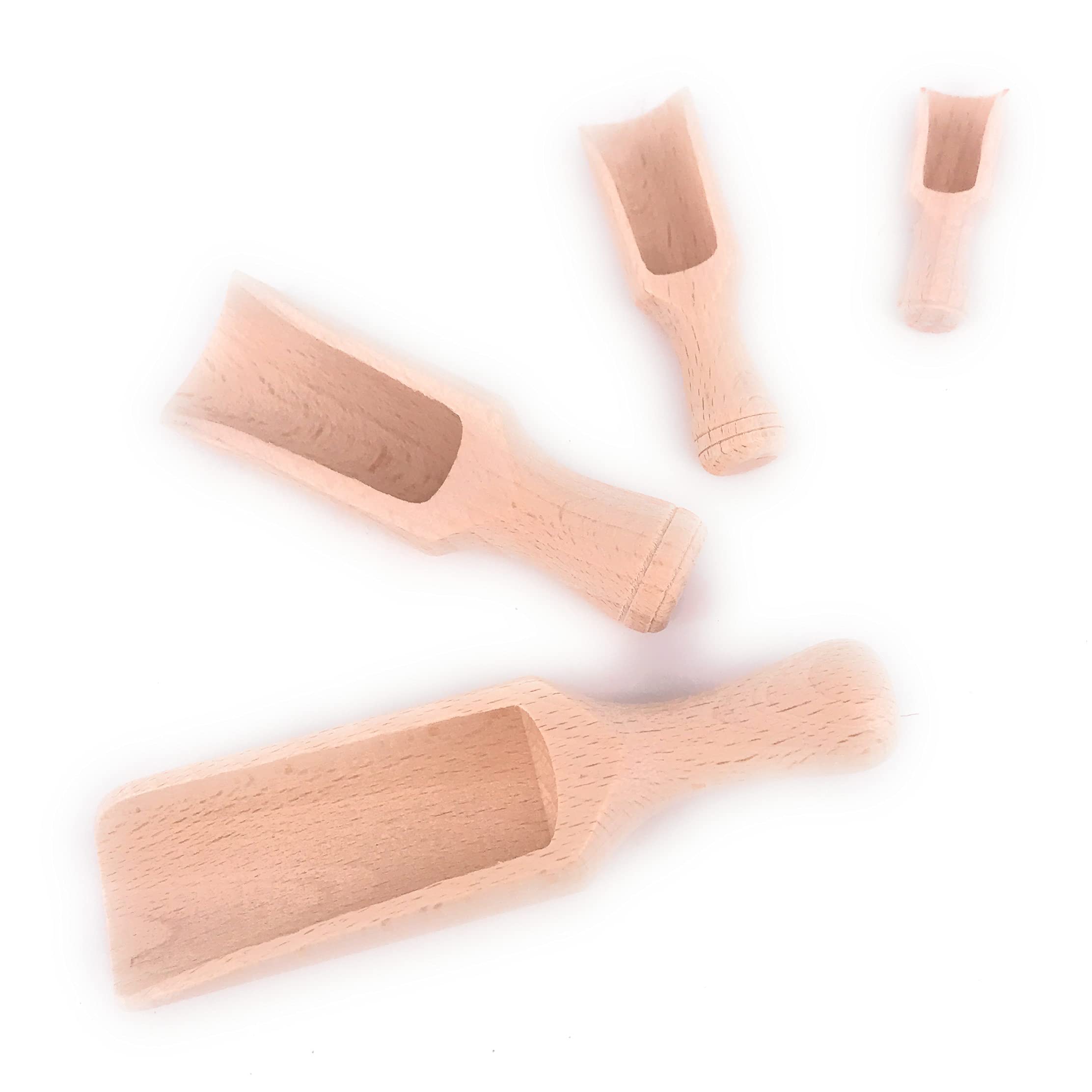 Balna Gewürzschaufel Set Holz 4 Stück Gewürz Löffel Holzlöffel Holzschaufel Gewürzstreuer Füllschaufel Gewürzlöffel Teeschaufel unterschiedliche Größen