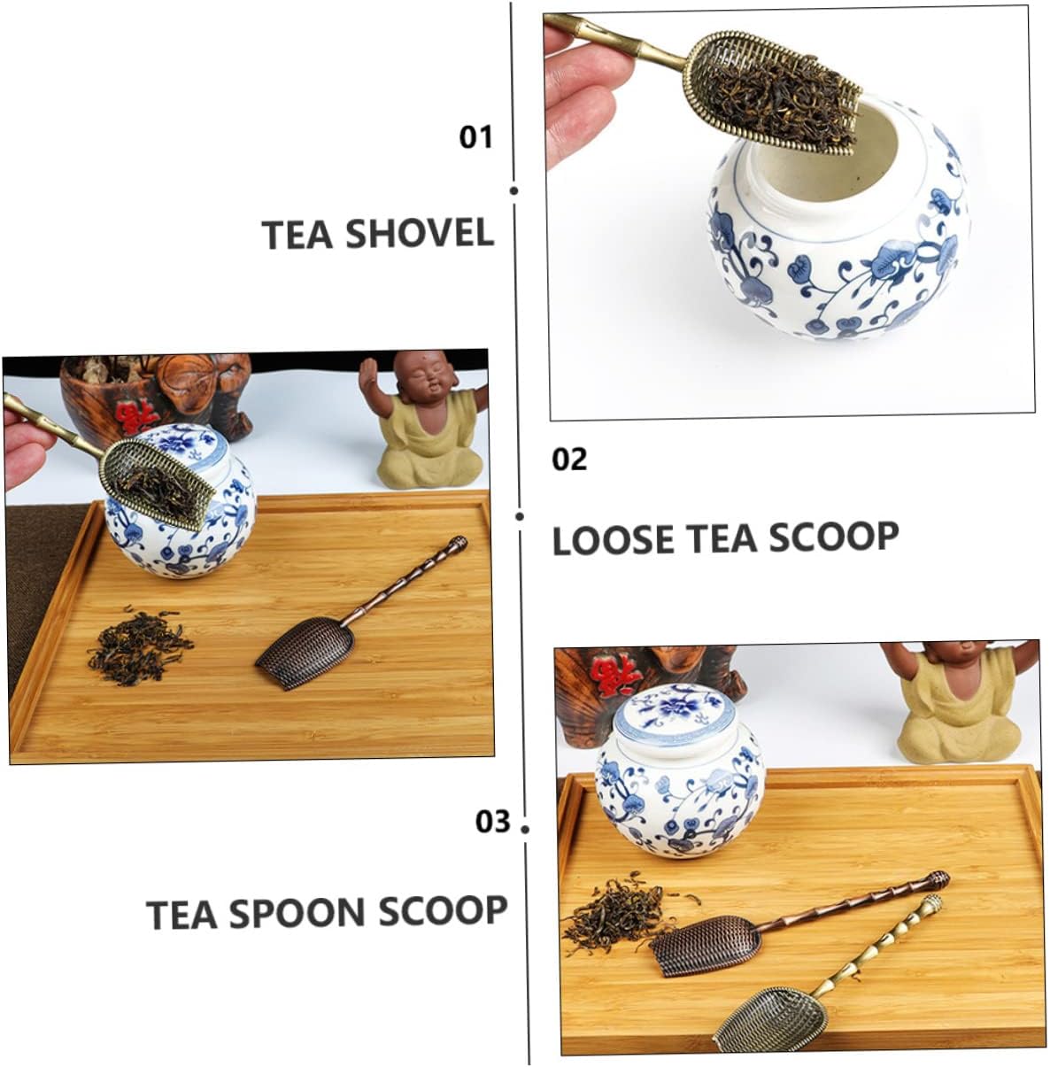 2Pcs Metal Tea Scoop Long Handle Zinc Alloy Tea Accessories