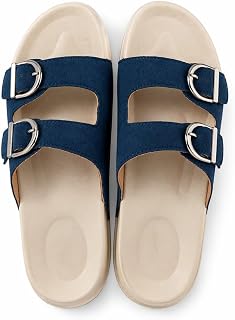 HELEEY Women’s Double Buckle Slide Slippers | Soft Cushioned Footbed, Anti-Skid Sole, Lightweight Waterproof Casual Flip F... Price In India
