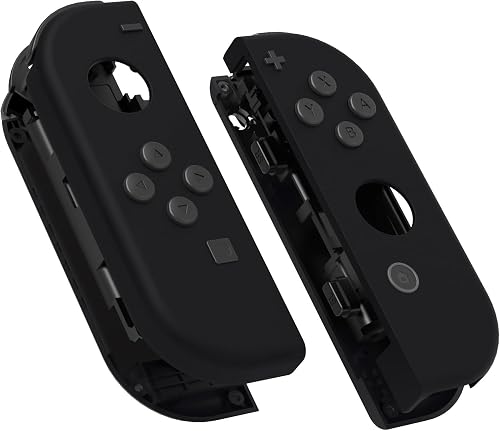 eXtremeRate DIY Replacement Shell Buttons for Nintendo Switch & Switch OLED, Black Soft Touch Custom Housing Case with Full Set Button for Joycon Handheld Controller - Console Shell NOT Included