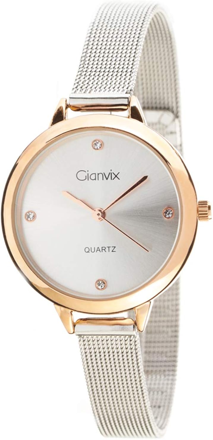 Gianvix Giorgia Orologio Donna quartz (Silver/Rose Golden Case) :  Amazon.it: Orologi