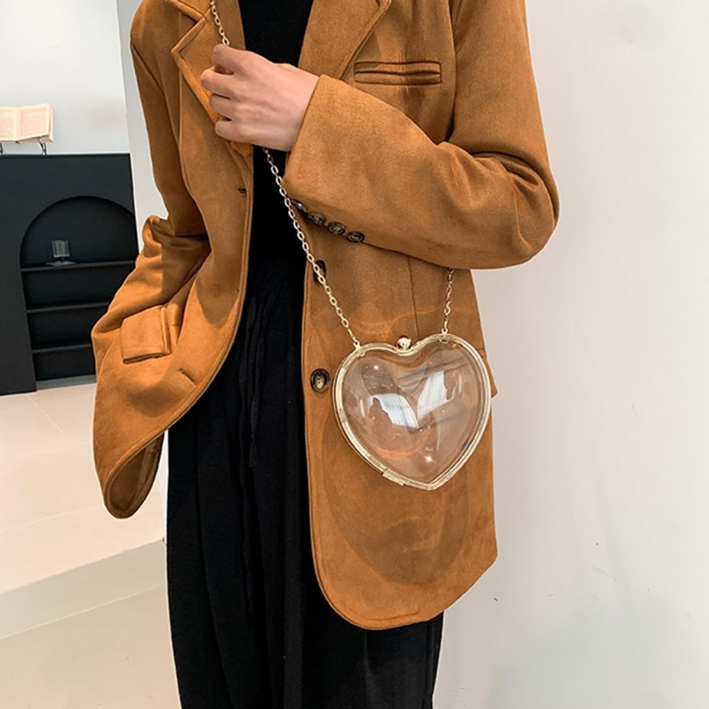 Fashionable Heart Shape Clutch with Removable Chain Shoulder Bag Evening Purse
