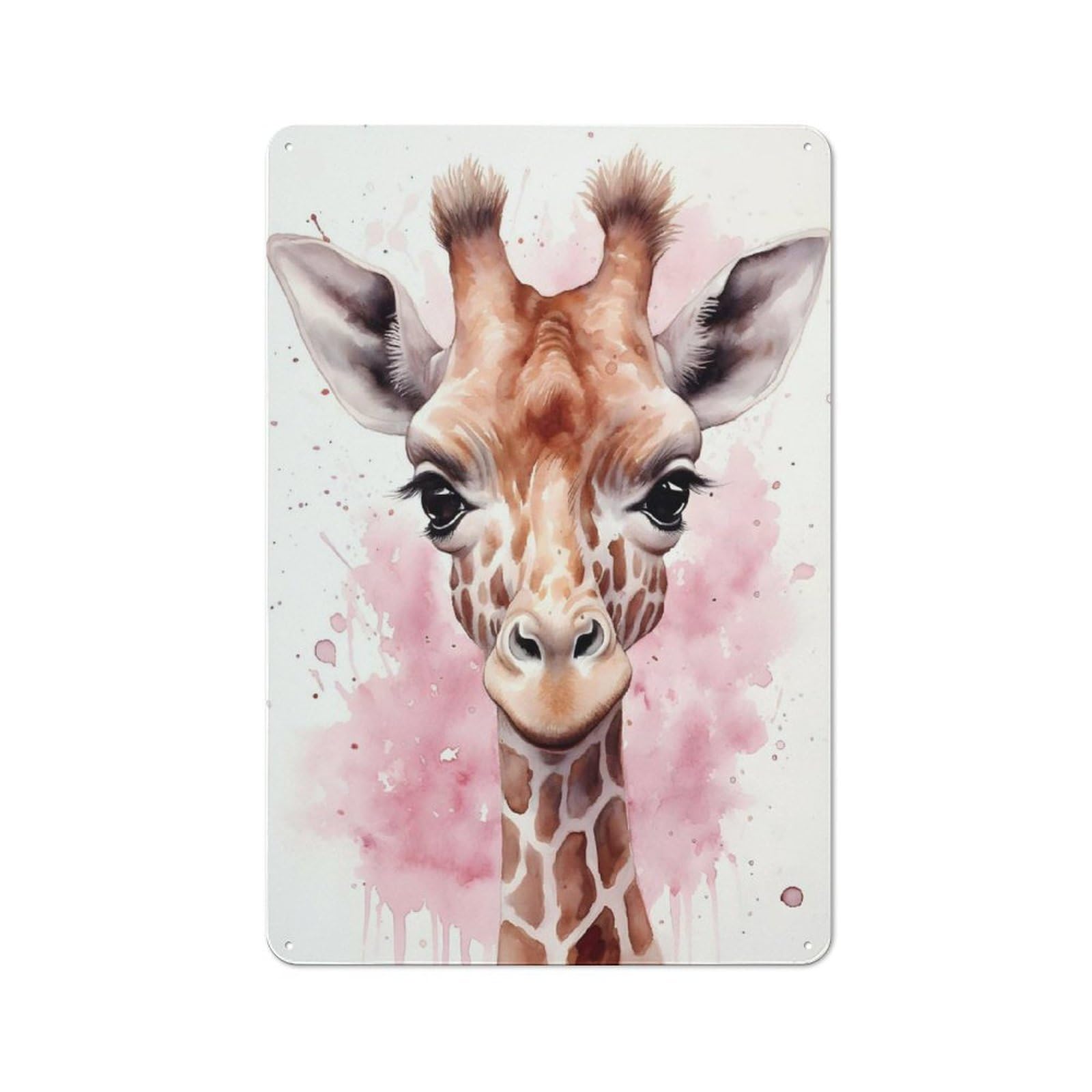 Junmoney Baby Giraffe Portrait Tin Sign With Design 30X20cm, Vintage Shed Wall Decor For Greenhouse, Garden Room, Cafe Or Entryway