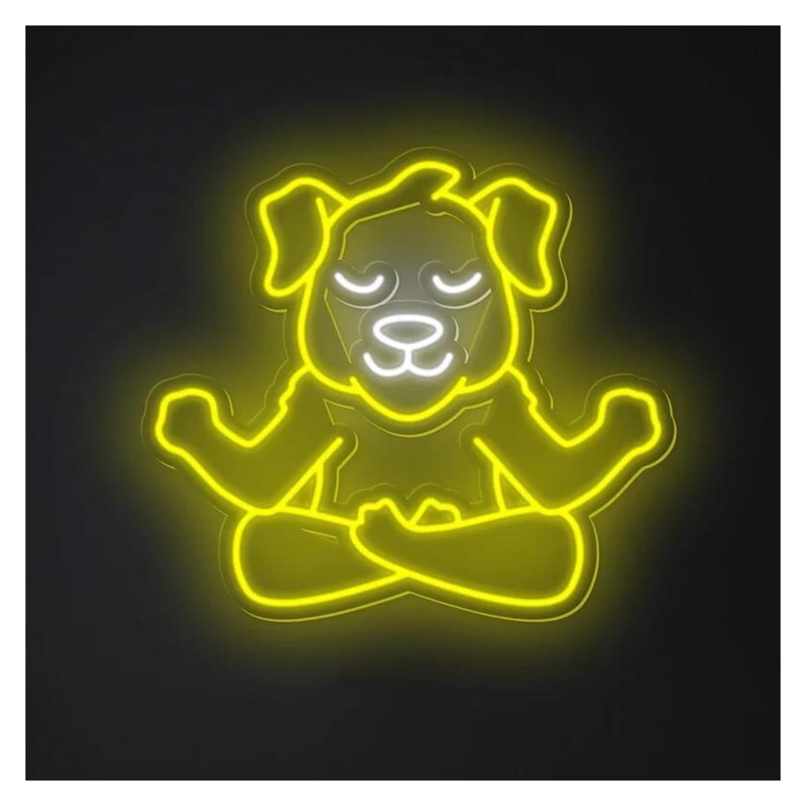 SHOUXI Sign Lamp Cute Dog Meditation Pose Neon Sign Yoga Dog Light for Gym Yoga Studio Office Bedroom Decor Dimmable USB Powered Lamp 45cm(D)