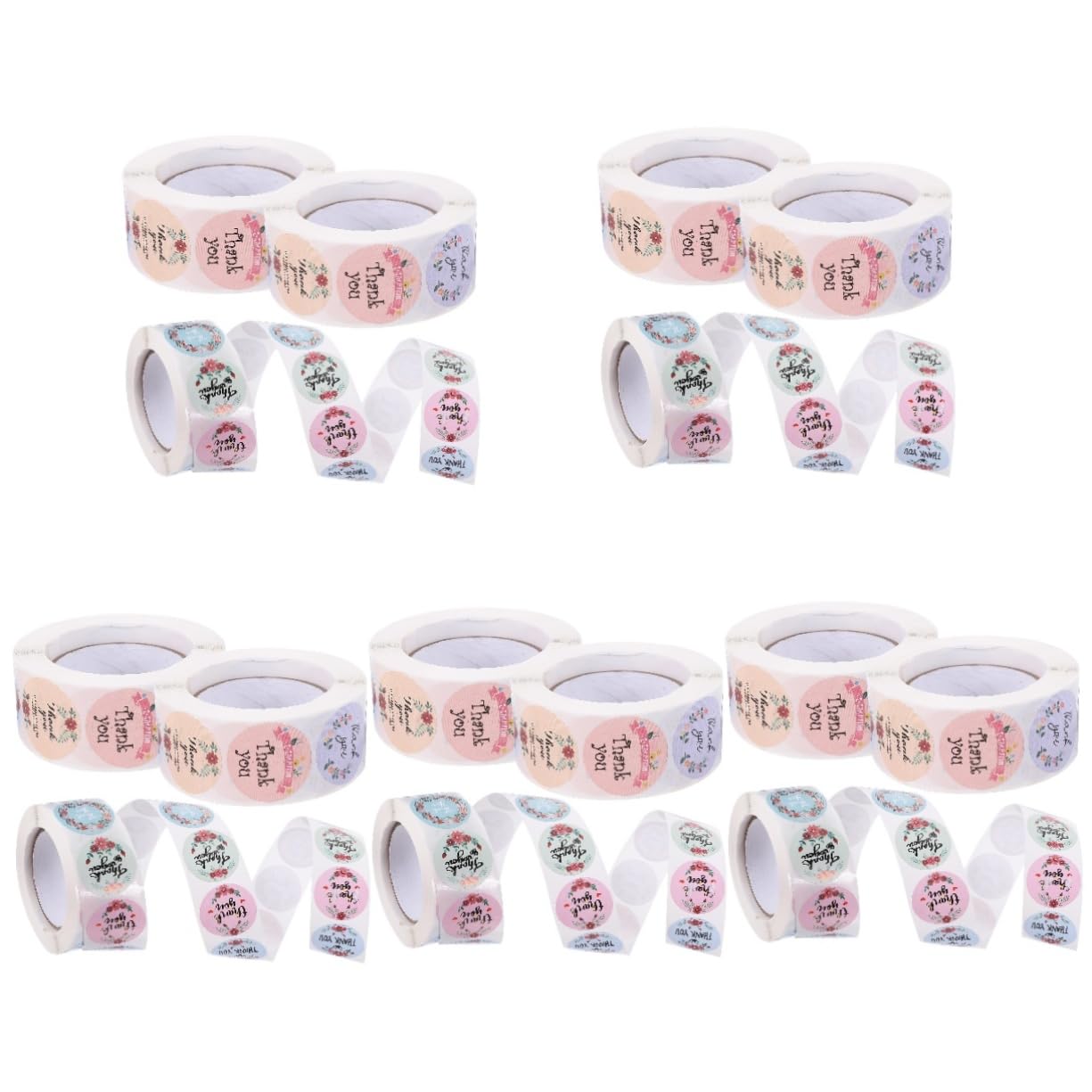STOBOK 15rollos Etiquetas De Agradecimiento Redondas De Pegatinas Autoadhesivas Para Decoración y Sellado De Bolsas Stickers Temáticos Para Bodas Cumpleaños y Eventos Especiales