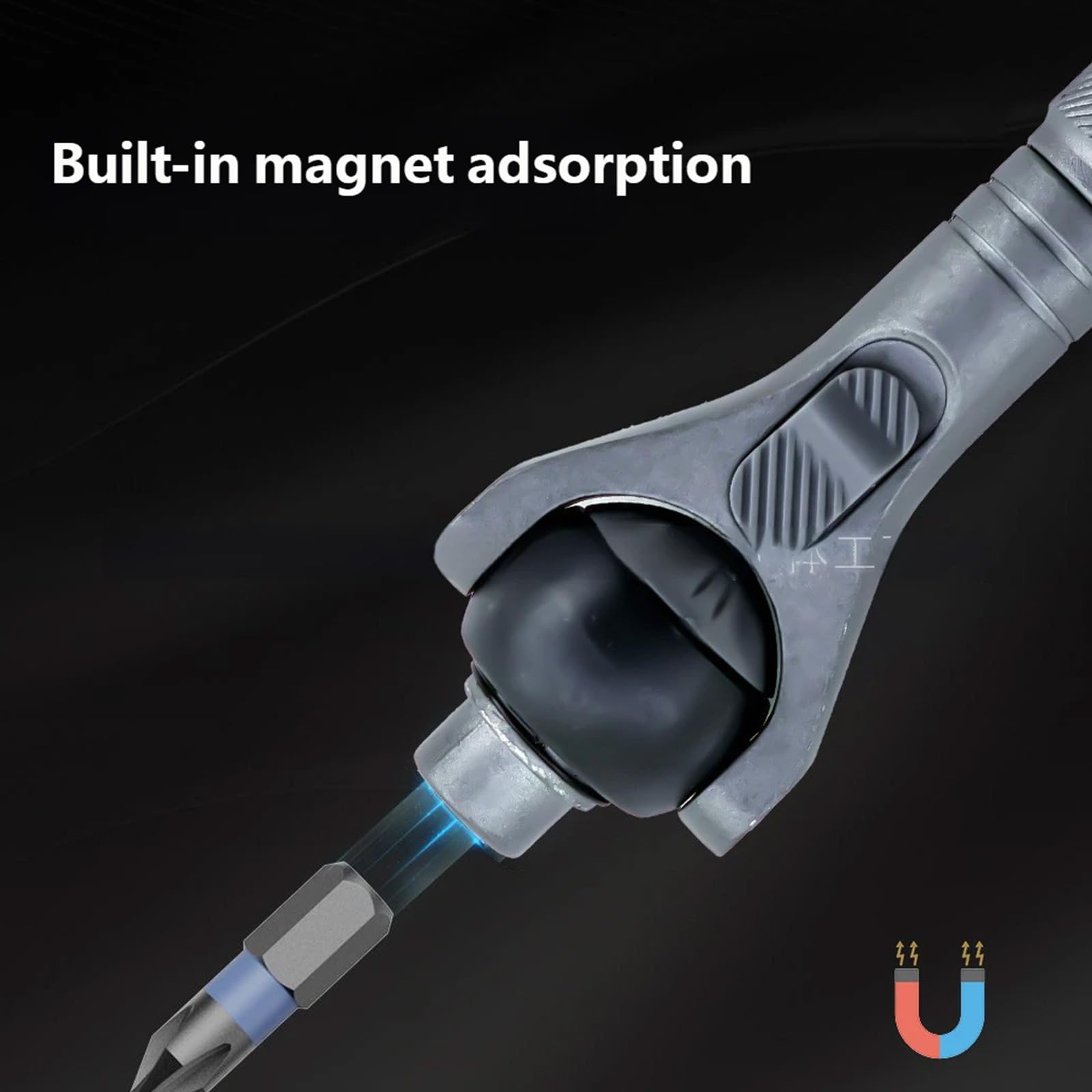 Excelente unidad de destornillador con engranaje de 45 dientes y agarre ergonómico para zonas confinadas, mango ergonómico de destornillador