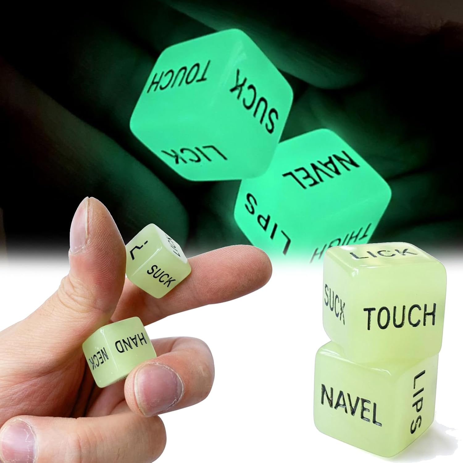 Romantic Naughty Dice Set for Adults Games, Glow-in-The-Dark Date Night Dice Couples Gift, Fun Night Dating Games for Adult, Love Dice, Valentines Day Gifts for Her Him Men Women Anniversary Couples