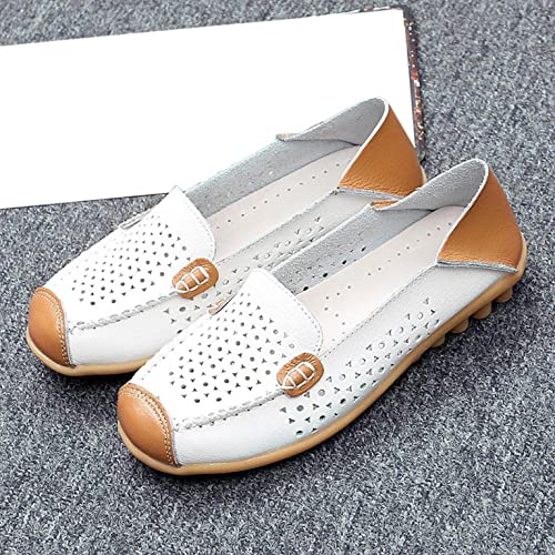 Women's Fashion Sneakers Loafers Casual Floral Printed Leather Round Toe Hollow Out Chunky Low Heels Dress Loafers Lightweight Comfort Slip-On Fall Business Formal Work Dress Oxfords Boat Shoes #TOP3