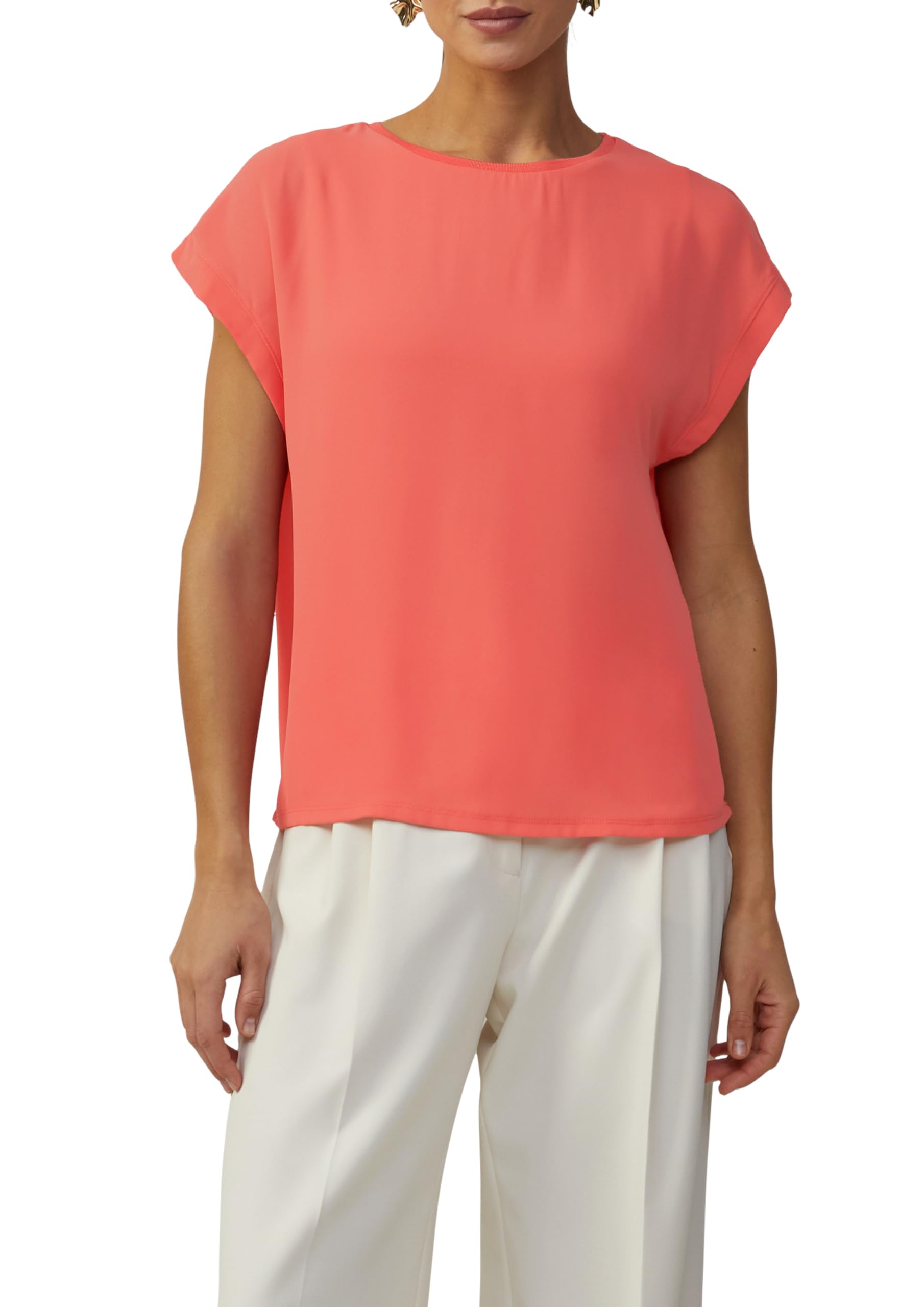 s.Oliver Damen Chiffonshirt mit Double-Layer und Überschnittener Schulter T-Shirt