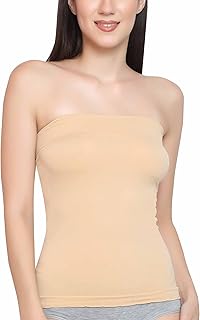 GLAMORAS® Women's Nylon Spandex Long Bandeau Tube Top Inner Camisole Non Padded Wire Free Seamless Strapless Stretchable B Price In India