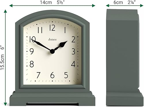 Miniatura 4 de JONES CLOCKS Tavern - Reloj de repisa  Diseño moderno de arco superior  Verde espárragos  Estilo clásico contemporáneo para escritorio, mesa,