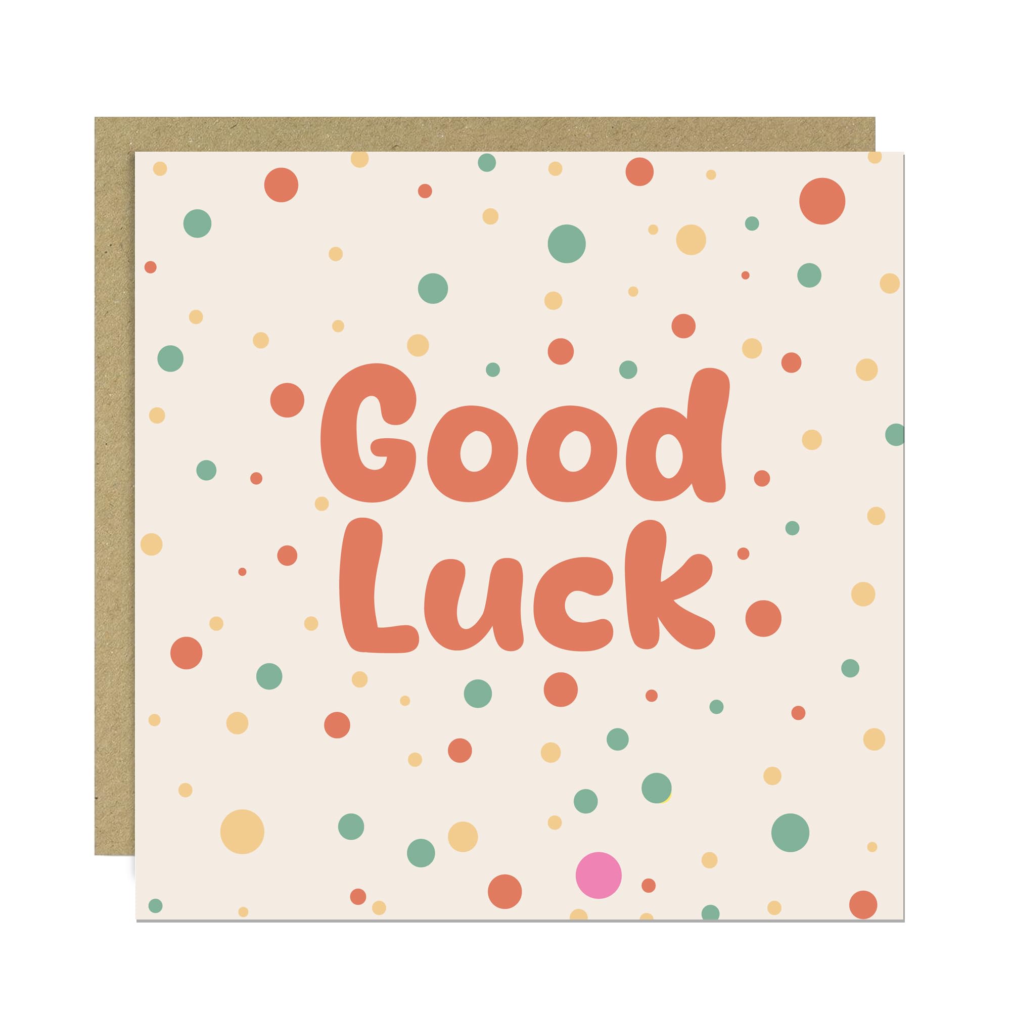 Good Luck Card for Exams New Job Driving Test, Premium Greeting Card with Envelope, Motivational Encouragement Card, GCSE Results, A Level Results (Good Luck Orange Beige Multi)