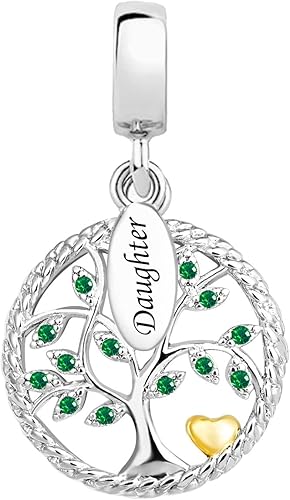 Miniatura 4 de KunBead Dije colgante de árbol genealógico de la familia para siempre, dije de corazón dorado compatible con pulseras Pandora, collar de regalo para