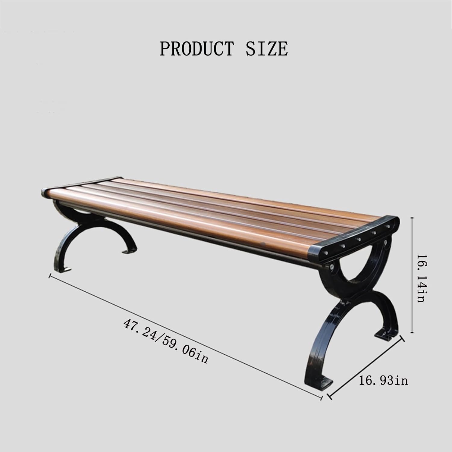Zinc Alloy Backless Garden Bench Backless Porch Backyard Bench Leisure Long Chair Park Bench Cast Aluminum Outdoor Garden Long Bench Seat(47.24 * 16.93 * 16.14in)