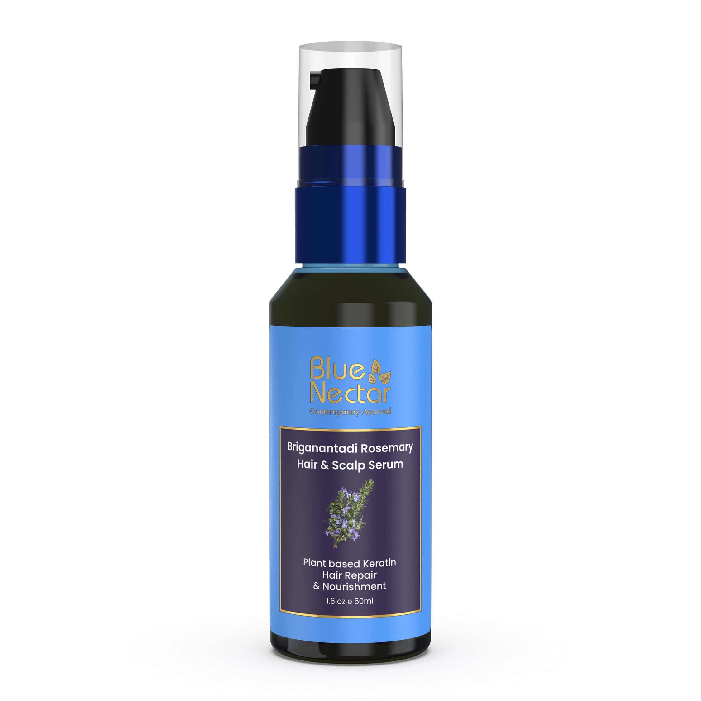 Blue Nectar Rosemary Hair Growth Serum for All Hair Types (17 Herbs, 50ml), 50 ml (Pack of 1)