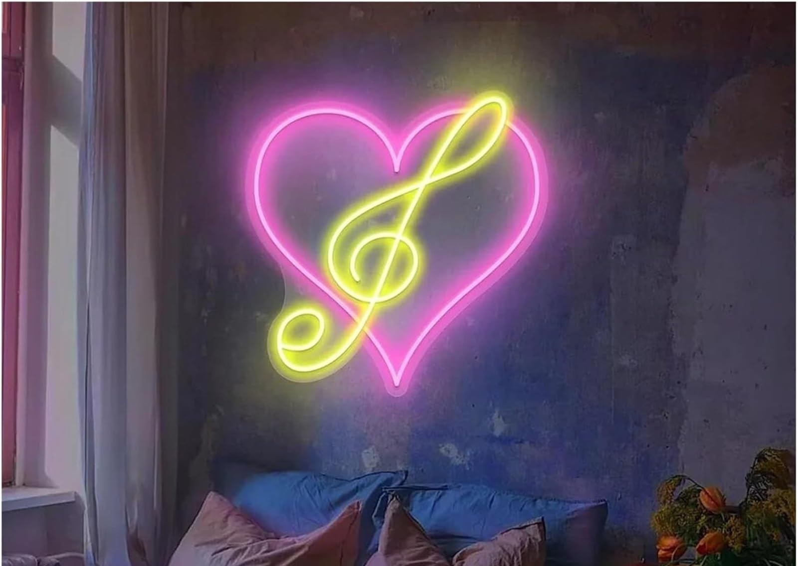 Luci al neon Per la lampada al per neon prestito parola Cuore Musica per insegna per