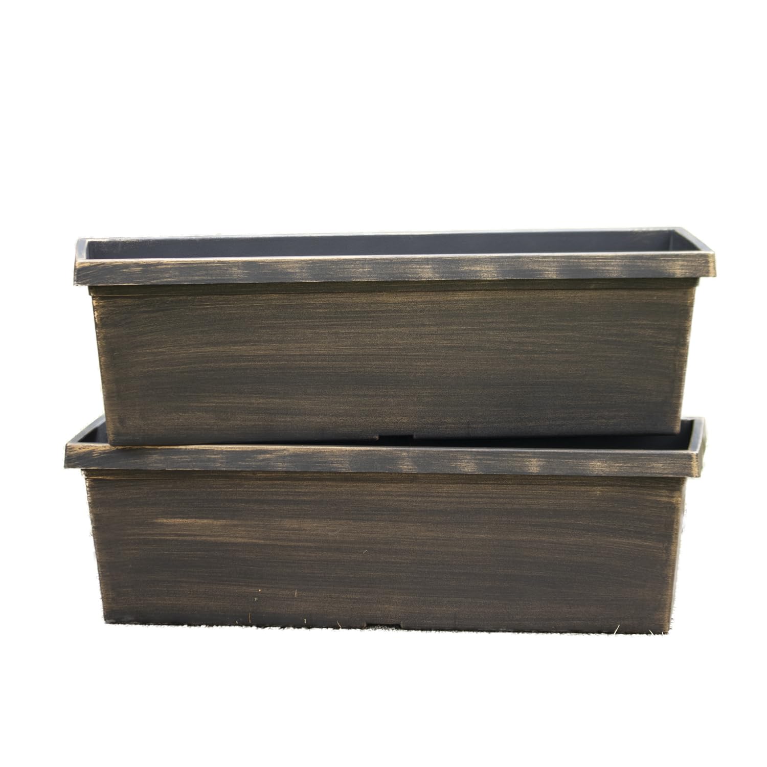 Darthome Brushed Black Bronze Window Box Planter 30" Tuscany Trough Outdoor Garden Pot (2)